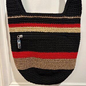 The Sak Crochet Crossbody Bag Hobo EUC Hand Crocheted in Bali Travel Chic Boho